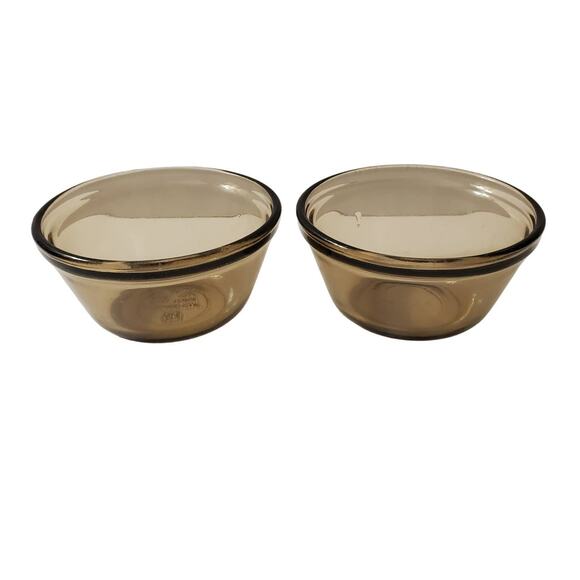 2 Vtg Anchor Hocking Smokey 6oz Ramekins Custard Cups - Picture 1 of 6